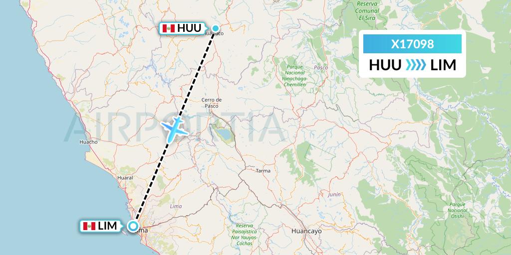 X17098 Nik Airways Flight Map: Huanuco to Lima