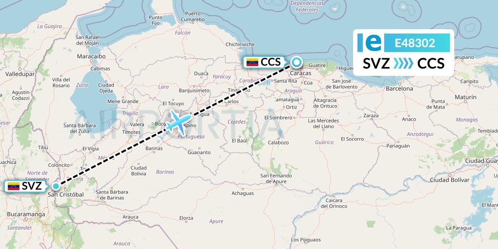 E48302 Estelar Latinoamerica C.A. Flight Map: Venezuela to Caracas
