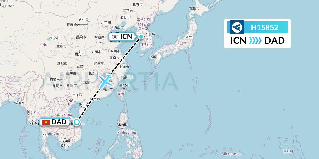 H15852 Hahn Air Systems Flight Map: Seoul to Da Nang