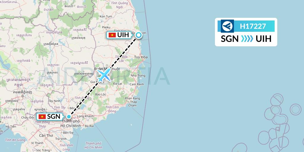 H17227 Hahn Air Systems Flight Map: Ho Chi Minh City to Qui Nhon