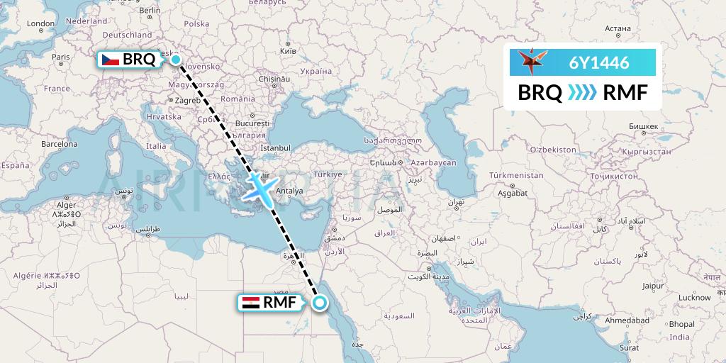 6Y1446 SmartLynx Flight Map: Brno to Marsa Alam