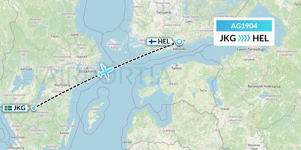 AG1904 Aruba Airlines Flight Map: Jonkoping to Helsinki