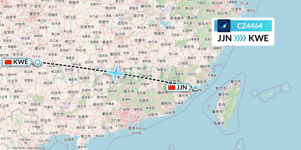 CZ4464 China Southern Airlines Flight Map: Jinjiang to Guiyang