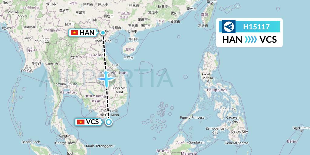 H15117 Hahn Air Systems Flight Map: Hanoi to Con Dao