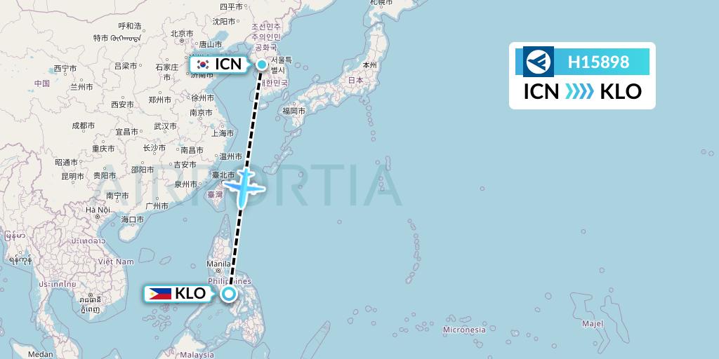 H15898 Hahn Air Systems Flight Map: Seoul to Kalibo