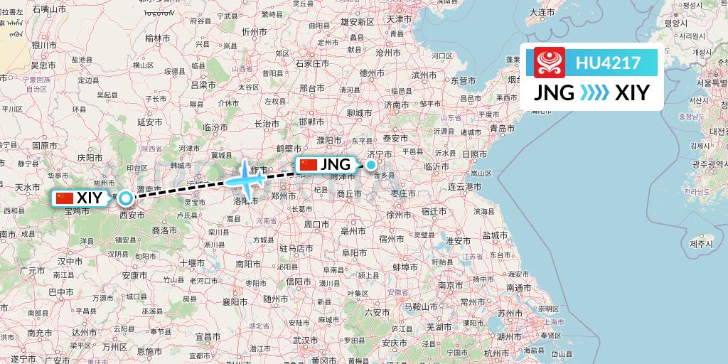 HU4217 Hainan Airlines Flight Map: Jining to Xi'an