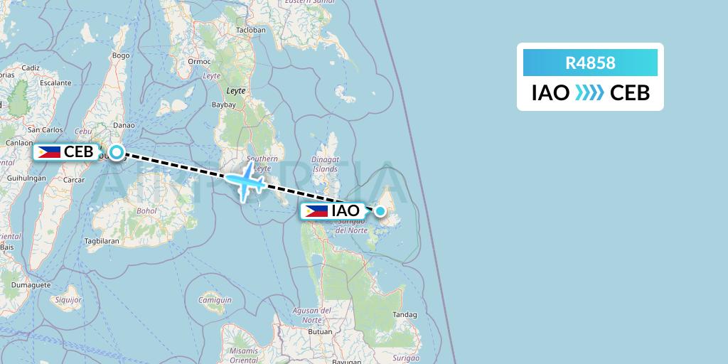 R4858 Rano Air Flight Map: Del Carmen to Cebu