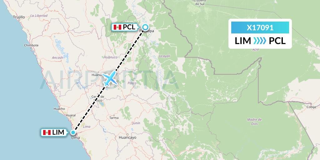 X17091 Nik Airways Flight Map: Lima to Pucallpa