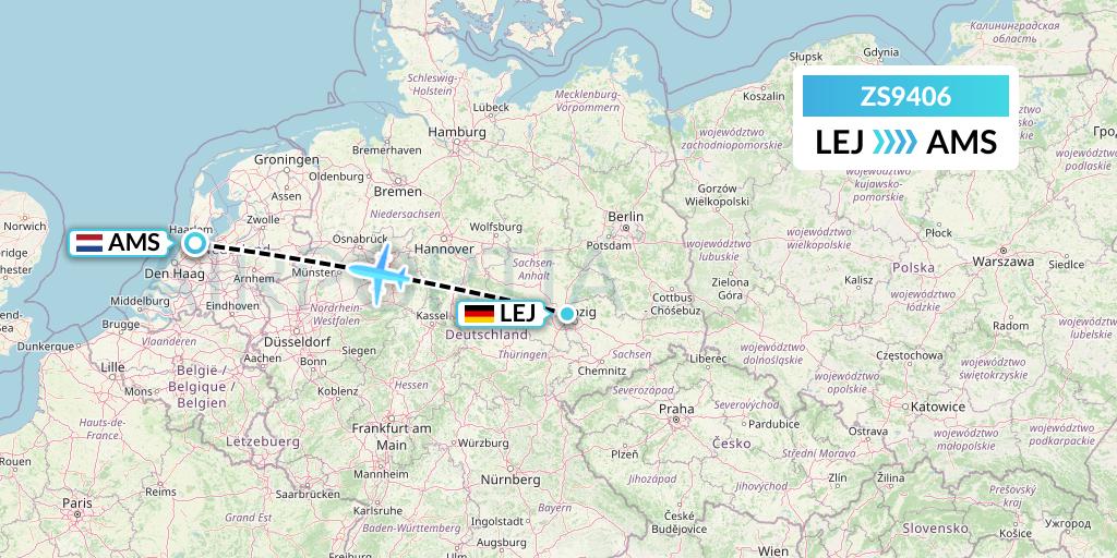 ZS9406 Grand Canyon Airlines Flight Map: Leipzig to Amsterdam