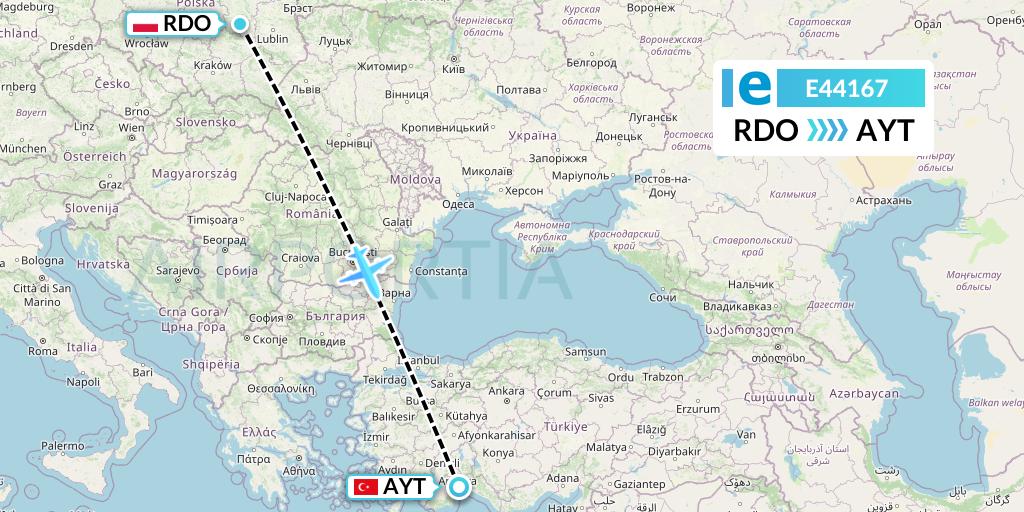 E44167 Estelar Latinoamerica C.A. Flight Map: Radom to Antalya