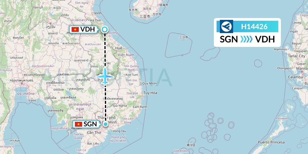 H14426 Hahn Air Systems Flight Map: Ho Chi Minh City to Dong Hoi