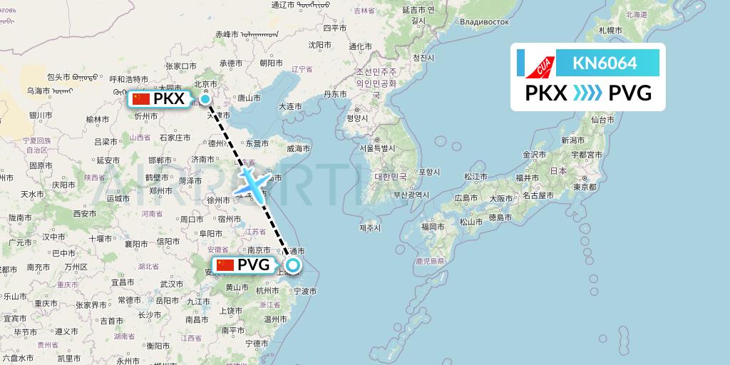 KN6064 China United Airlines Flight Map: Beijing to Shanghai
