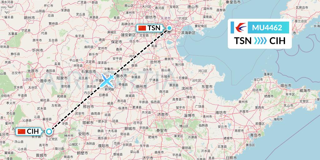 MU4462 China Eastern Airlines Flight Map: Tianjin to Changzhi