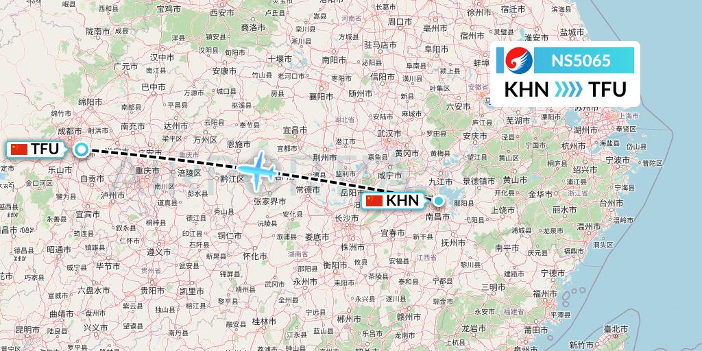 NS5065 Hebei Airlines Flight Map: Nanchang to Chengdu