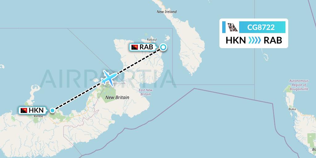 CG8722 Airlines PNG Flight Map: Hoskins to Tokua