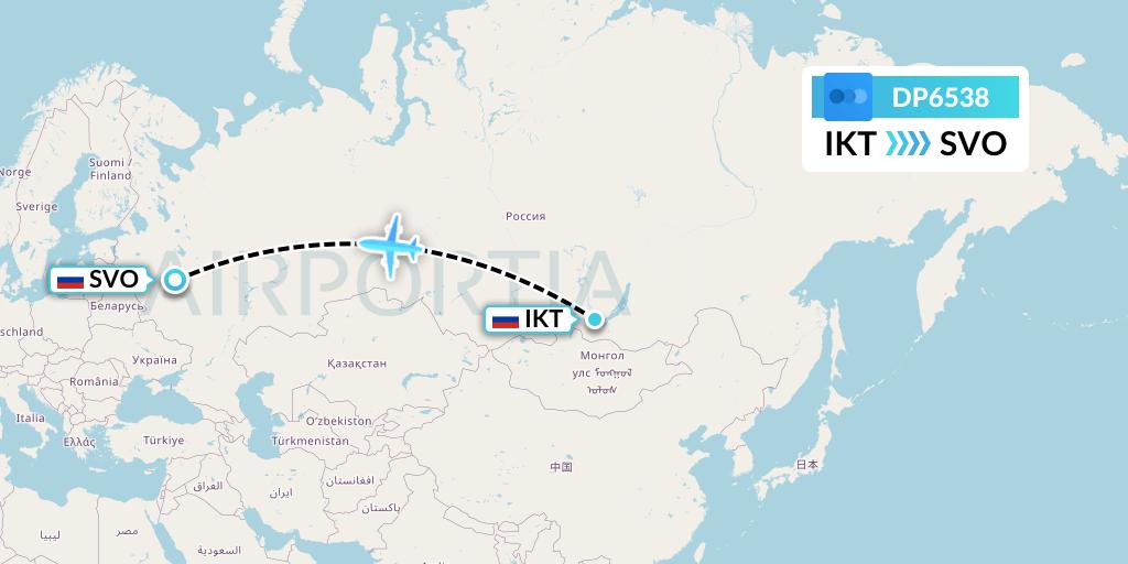 DP6538 Pobeda Flight Map: Irkutsk to Moscow