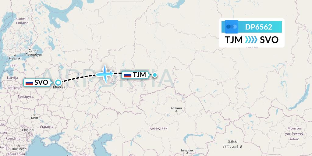 DP6562 Pobeda Flight Map: Tyumen to Moscow