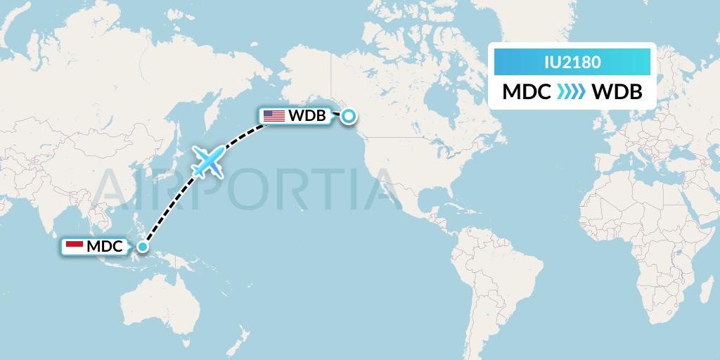 IU2180 Pt. Super Air Jet Flight Map: Manado to Deep Bay