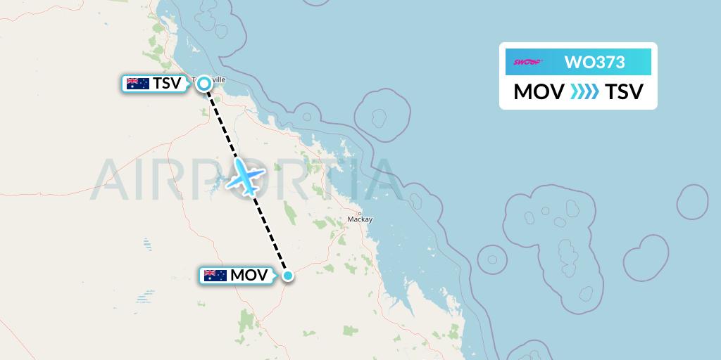 WO373 Swoop Flight Map: Moranbah to Townsville