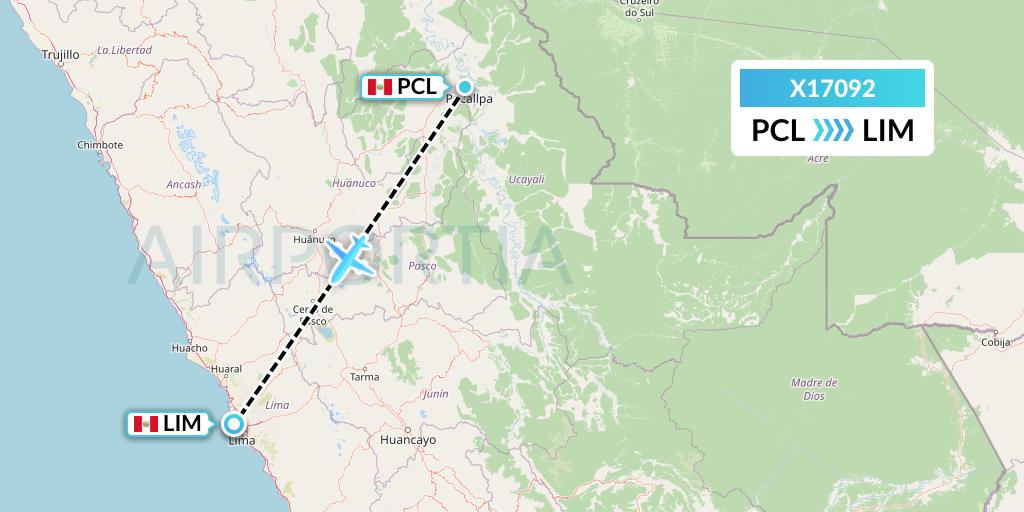 X17092 Nik Airways Flight Map: Pucallpa to Lima