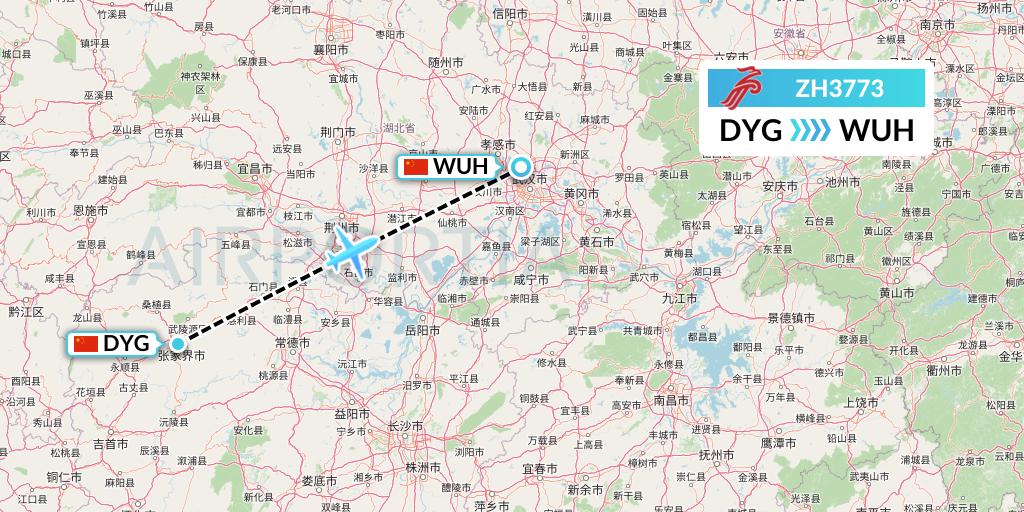 ZH3773 Shenzhen Airlines Flight Map: Dayong to Wuhan