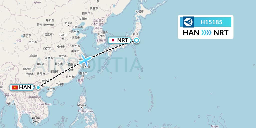H15185 Hahn Air Systems Flight Map: Hanoi to Tokyo