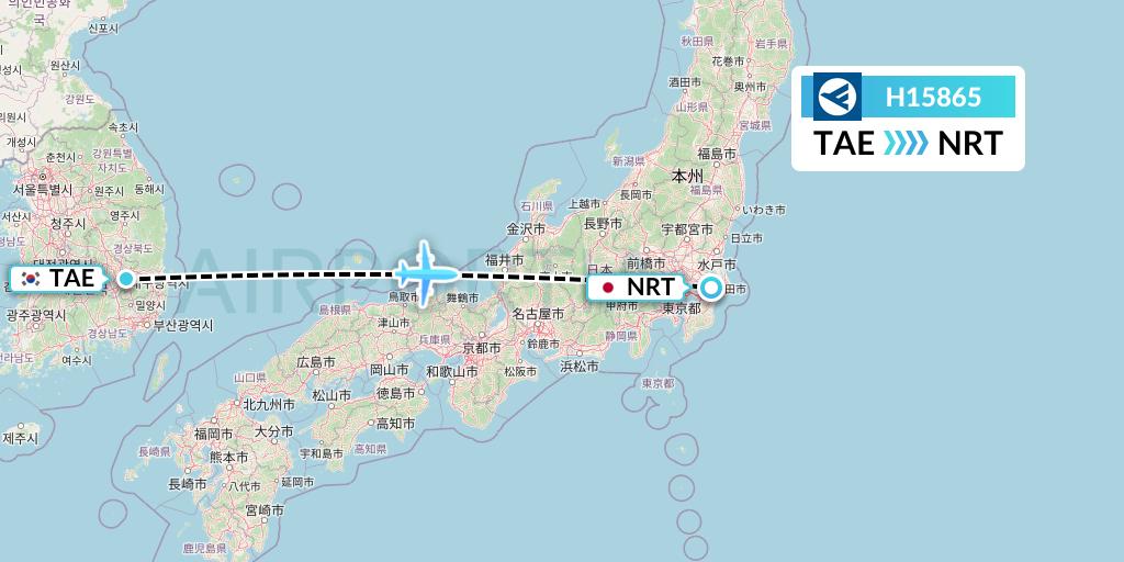 H15865 Hahn Air Systems Flight Map: Daegu to Tokyo