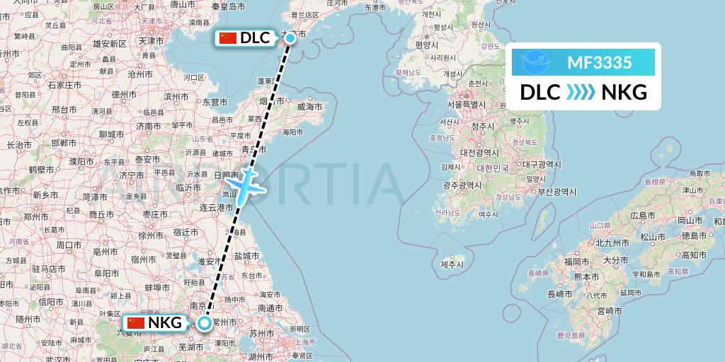 MF3335 Xiamen Airlines Flight Map: Dalian to Nanjing