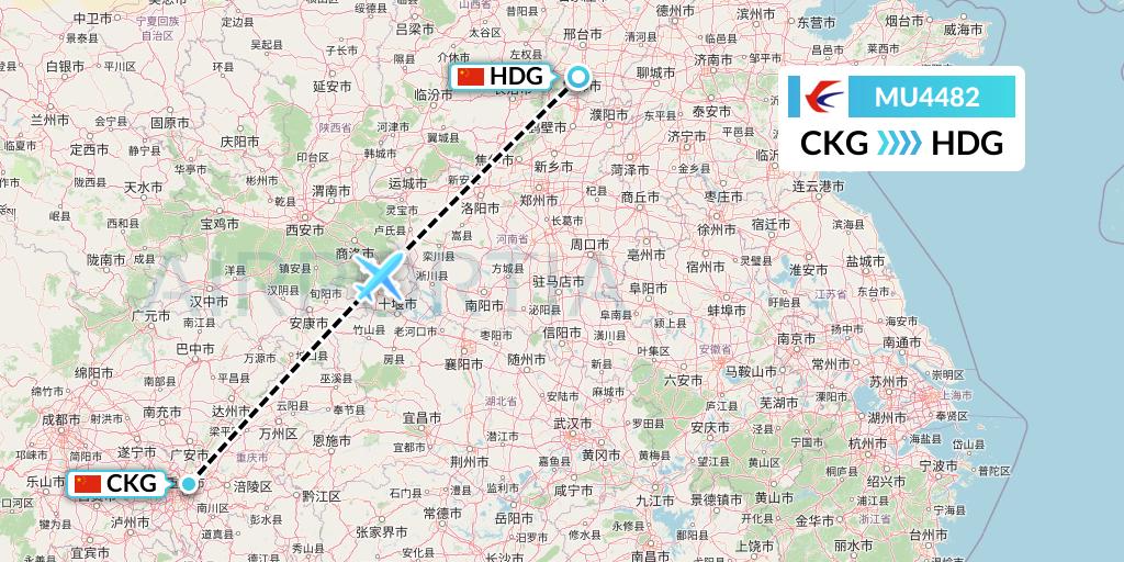 MU4482 China Eastern Airlines Flight Map: Chongqing to Handan
