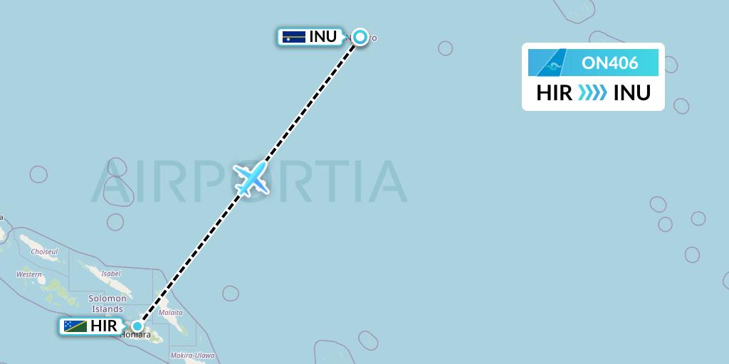 ON406 Nauru Airlines Flight Map: Honiara to Yaren District