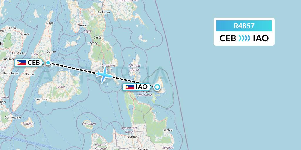 R4857 Rano Air Flight Map: Cebu to Del Carmen
