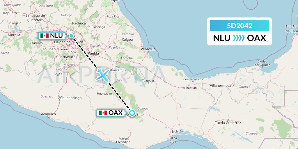 5D2042 Aeromexico Connect Flight Map: Reyes Acozac to Oaxaca
