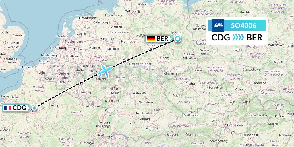 5O4006 ASL Airlines France Flight Map: Paris to Berlin