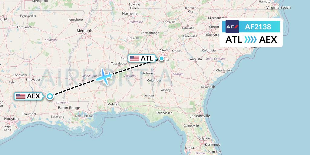 AF2138 Air France Flight Map: Atlanta to Alexandria