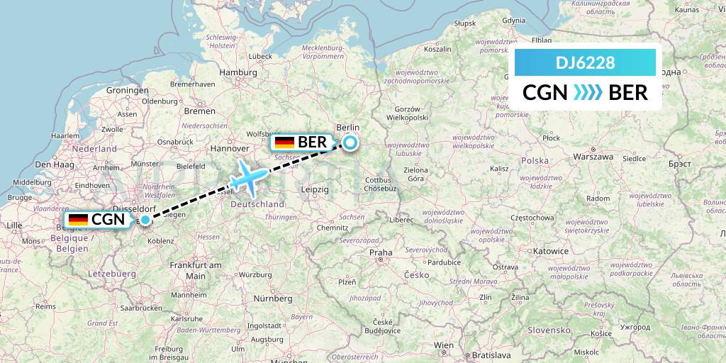 DJ6228 Air Djibouti Flight Map: Cologne to Berlin