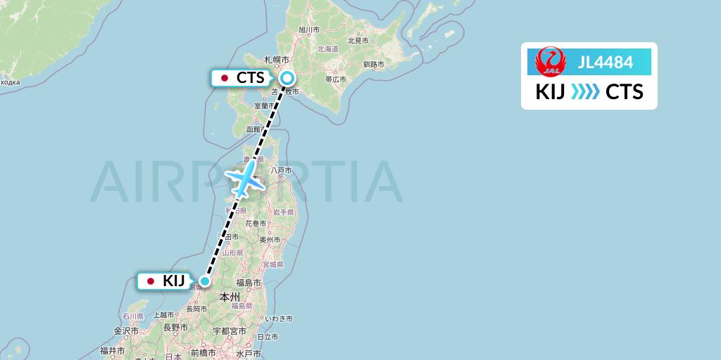 JL4484 Japan Airlines Flight Map: Niigata to Sapporo