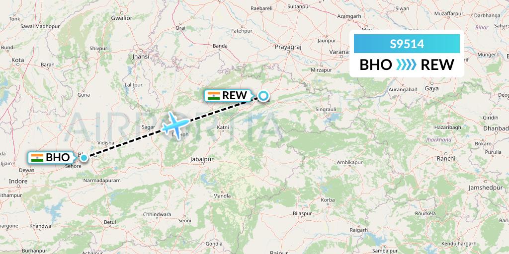 S9514 Flybig Flight Map: Bhopal to Rewa