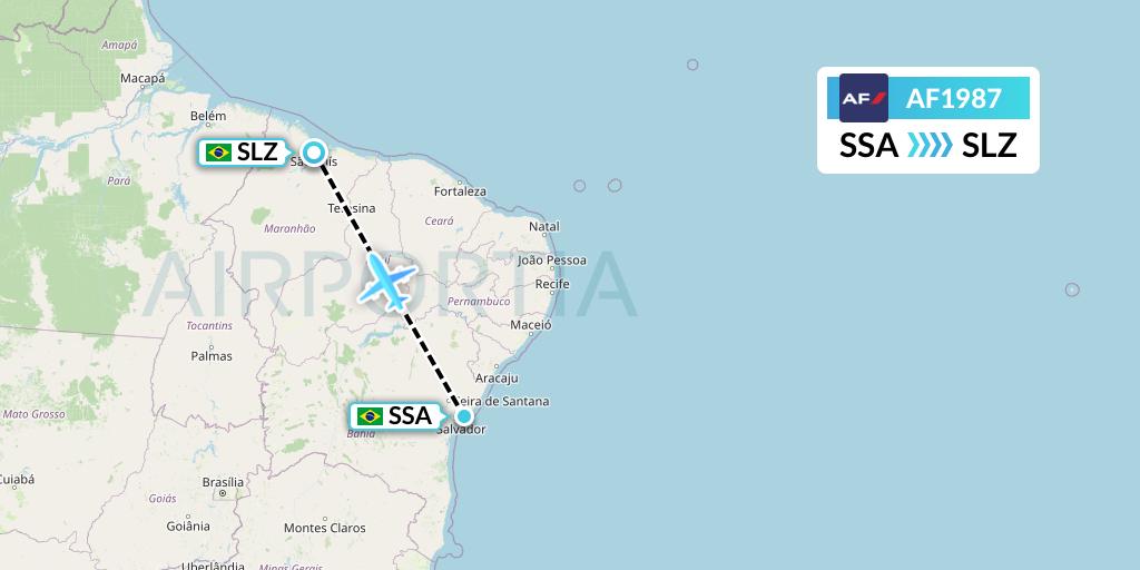 AF1987 Air France Flight Map: Salvador to Sao Luis