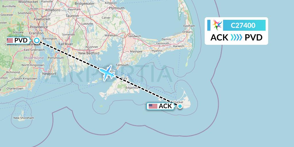 C27400 Ceiba Intercontinental Flight Map: Nantucket to Providence