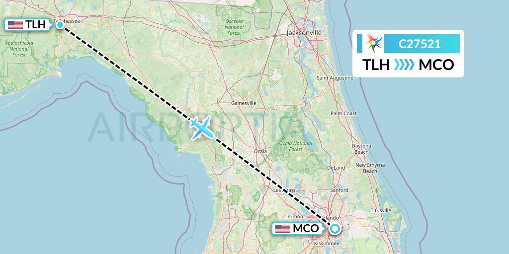 C27521 Ceiba Intercontinental Flight Map: Tallahassee to Orlando