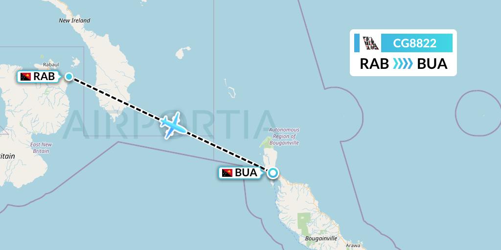 CG8822 Airlines PNG Flight Map: Tokua to Buka Island