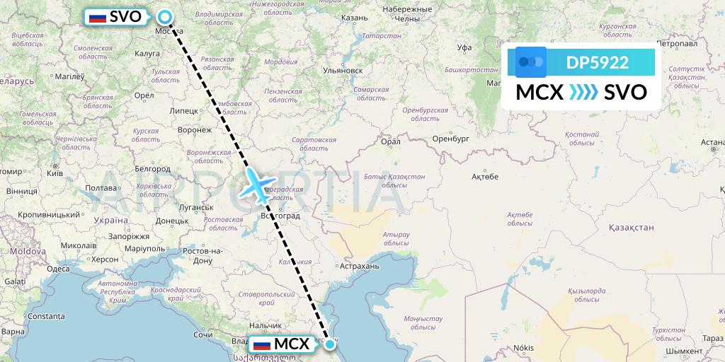 DP5922 Pobeda Flight Map: Makhachkala to Moscow