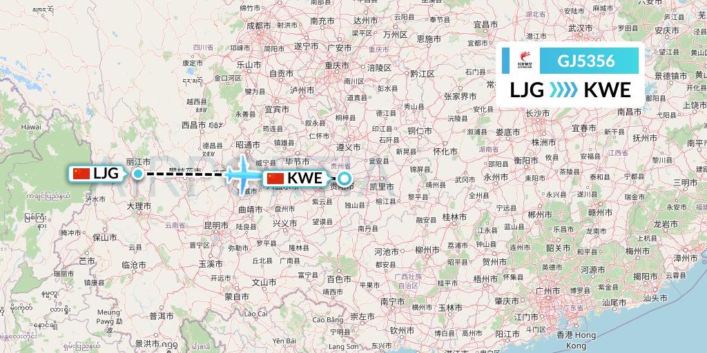 GJ5356 Loong Airlines Flight Map: Lijiang to Guiyang