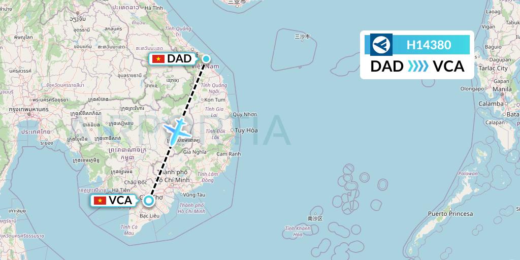 H14380 Hahn Air Systems Flight Map: Da Nang to Can Tho