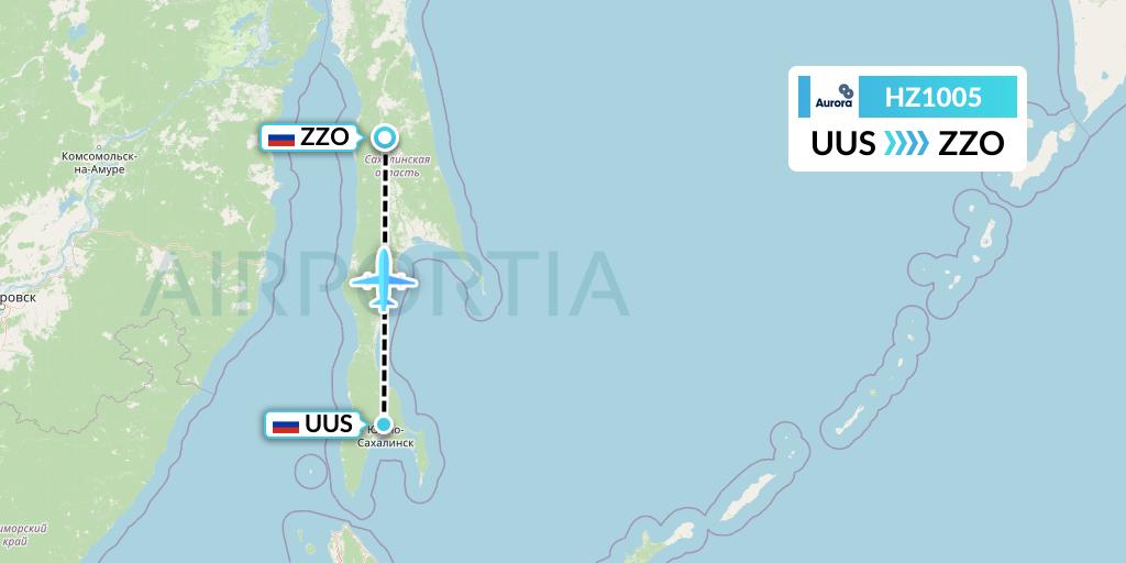 HZ1005 Aurora Flight Map: Yuzhno-Sakhalinsk to Zonalnoye