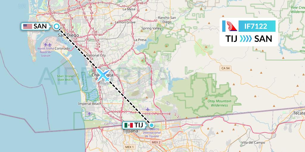 IF7122 Fly Baghdad Flight Map: Tijuana to San Diego