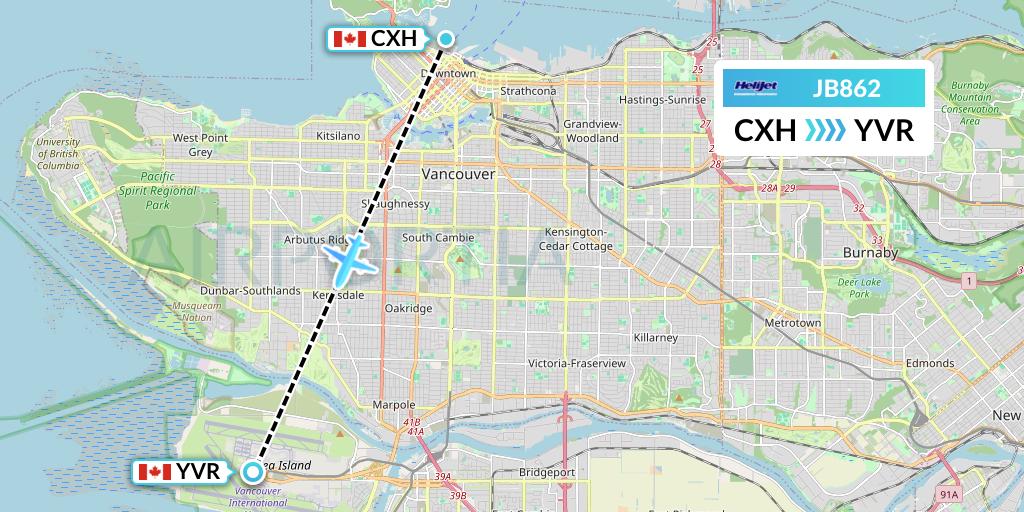 JB862 Helijet International Flight Map: Vancouver to Vancouver