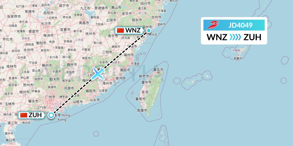 JD4049 Capital Airlines Flight Map: Wenzhou to Zhuhai
