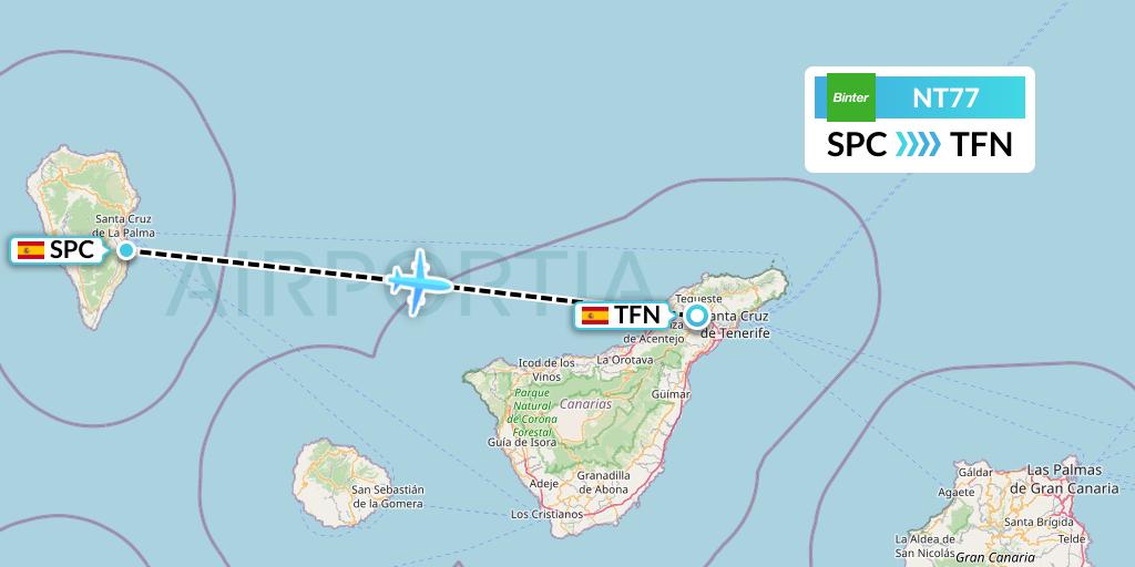 NT77 Binter Canarias Flight Map: La Palma to Tenerife