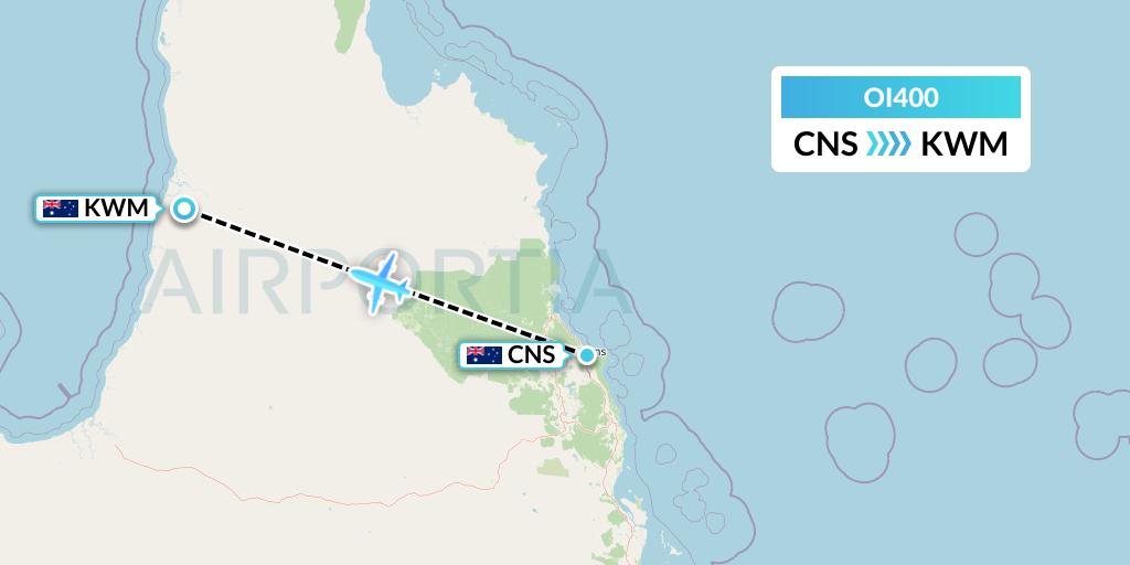 OI400 Hinterland Aviation Flight Map: Cairns to Kowanyama